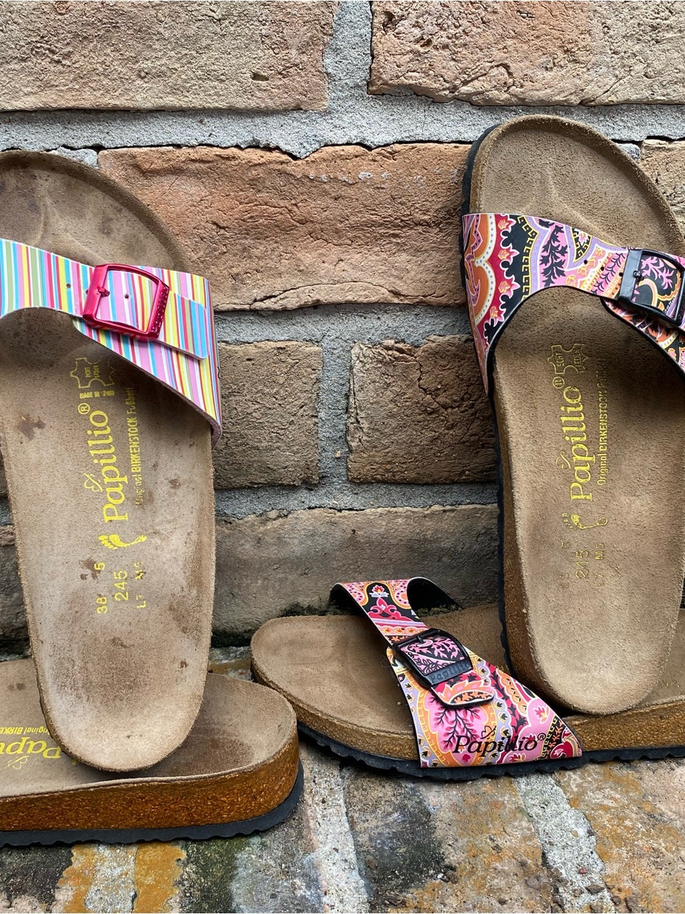 LOT 2 Papillio Madrid Women's Pink & Multicolor Pattern Paisley Sandals 38/7
